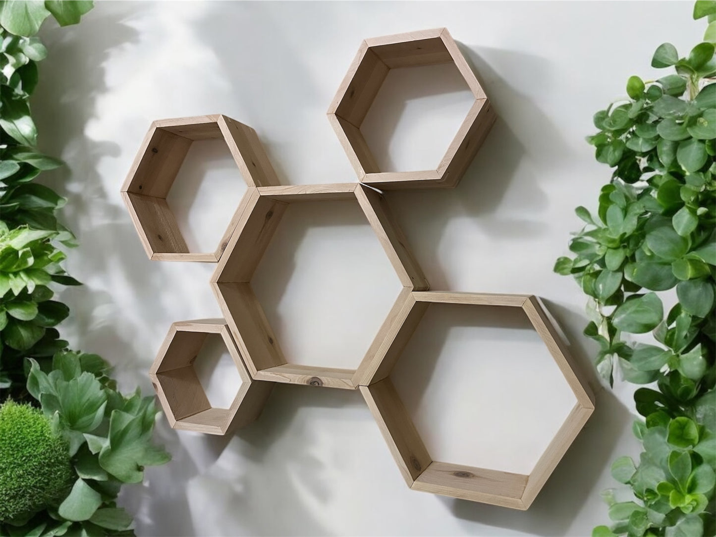 Set of 5 Hexagon Shelves | Hexagon Shelves Honeycomb | Geometric Wall Decor | Plant Shelf