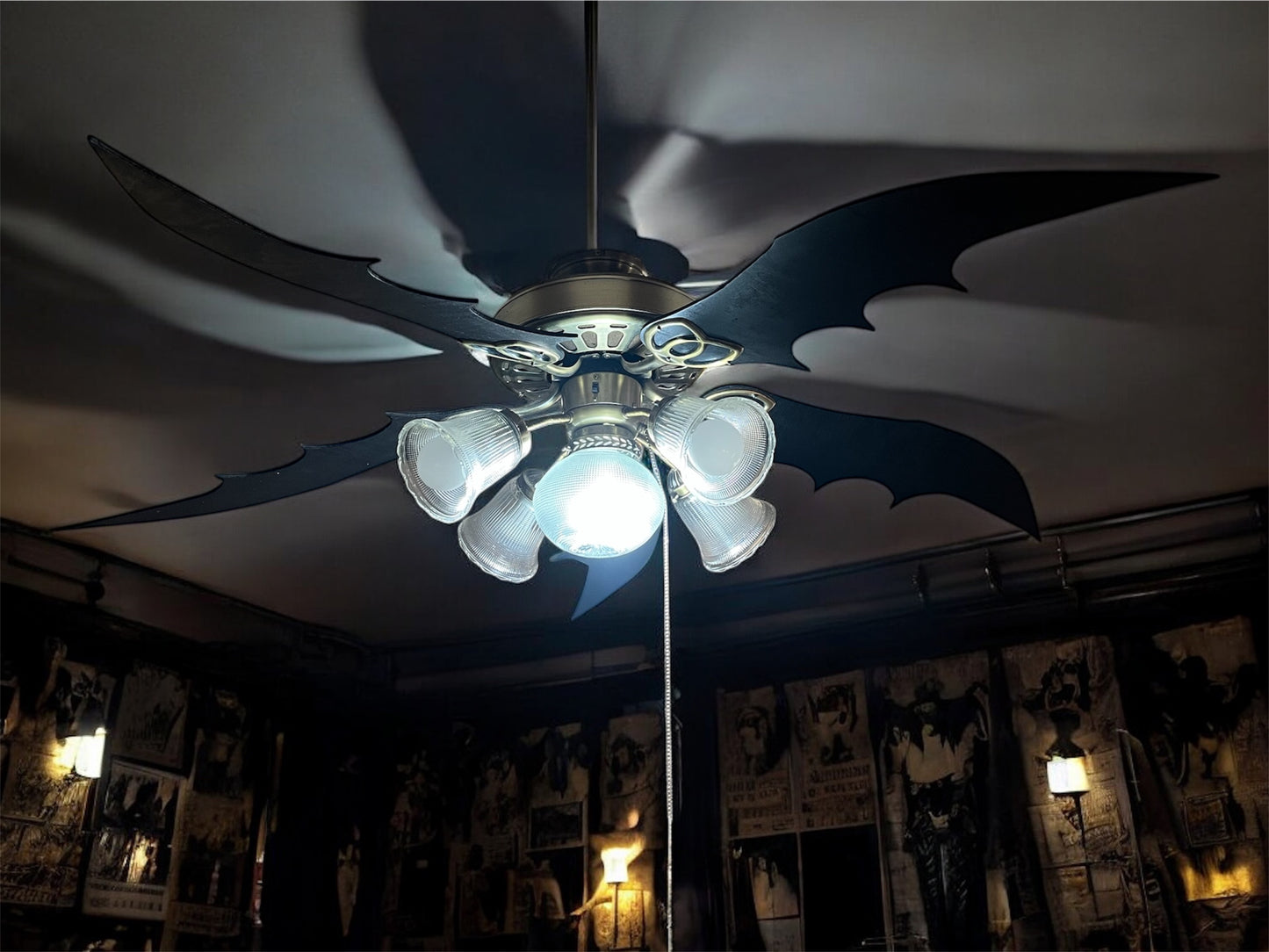 Bat Wing Ceiling Fan Blade Set | Batman Room Decor | Boys Bedroom Fan | Custom Comic Book Fan Light Fixture | Superhero Themed