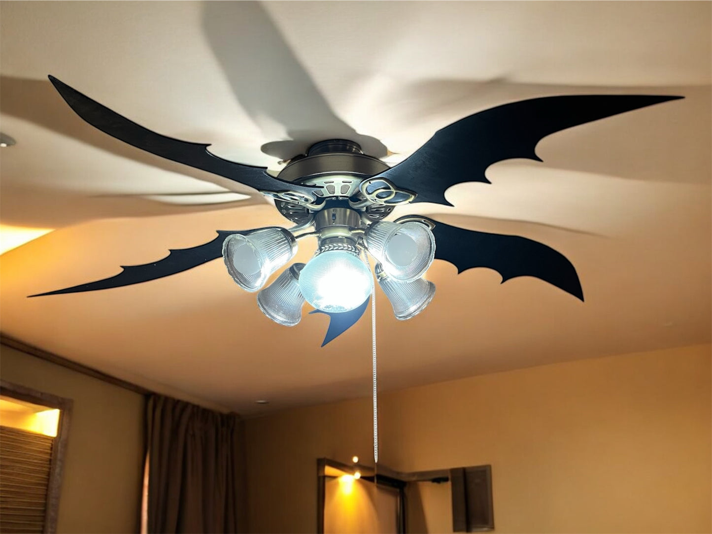 Bat Wing Ceiling Fan Blade Set | Batman Room Decor | Boys Bedroom Fan | Custom Comic Book Fan Light Fixture | Superhero Themed