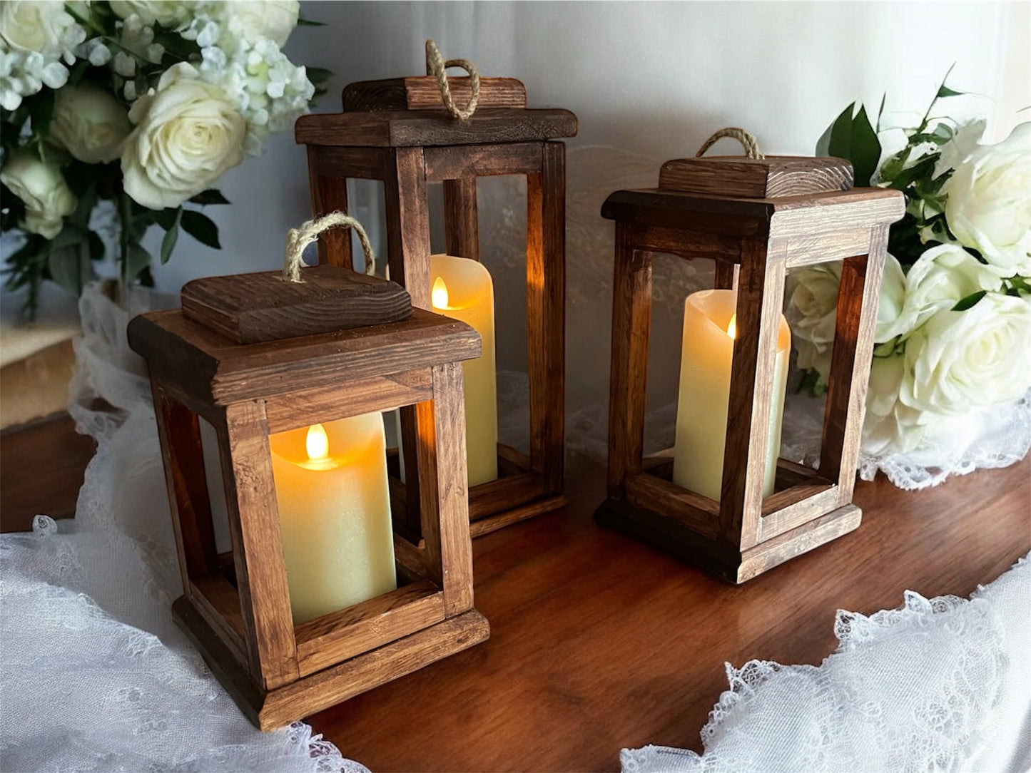 Single Rustic Wooden Candle Lantern | Farmhouse Decor | Indoor Lantern | Outdoor Lantern | Plant Holder |Candle Holder | Bird Feeder | Centerpieces (Copy)