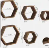 Set of 5 Hexagon Shelves | Hexagon Shelves Honeycomb | Geometric Wall Decor | Plant Shelf