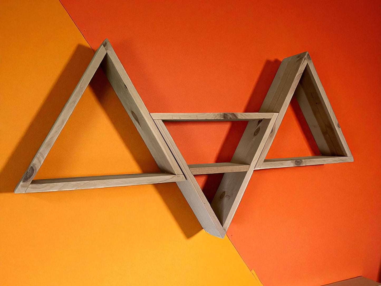 Floating Cedar Modern Rustic Wooden Mountain Shelf | Handmade Geometric Triangle Wall Shelf | Boho Wall Art & Storage Decor