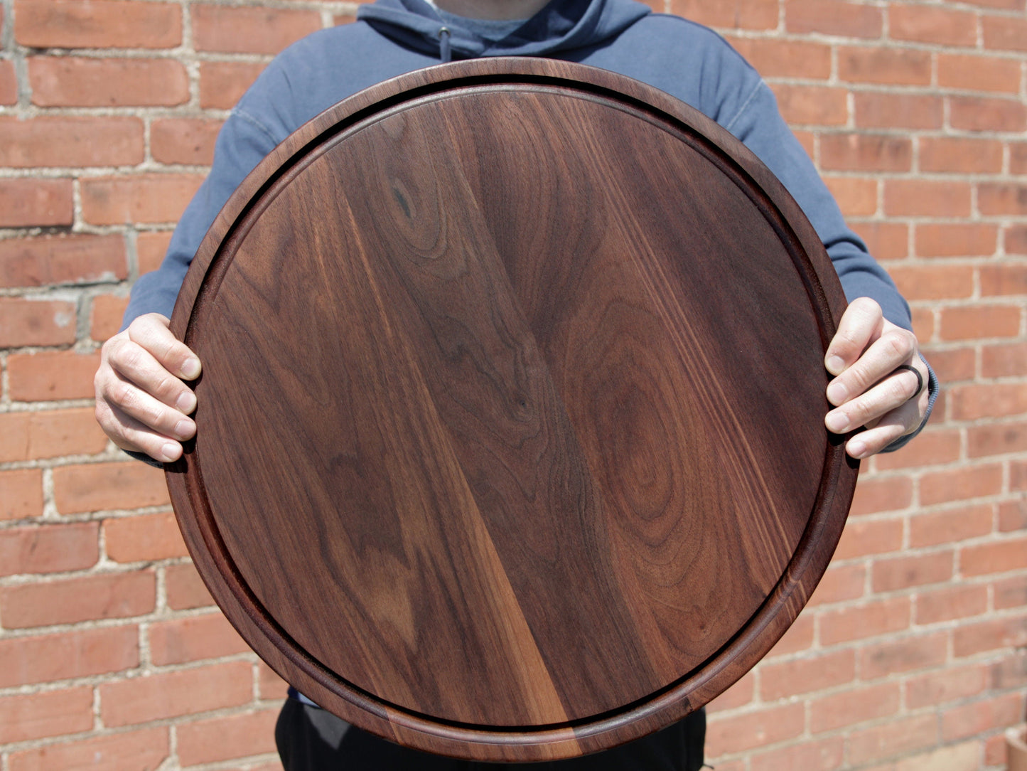 18" Walnut Personalized Round Board with Juice Groove, 18โ Round Personalized Charcuterie Board, Wedding Gift, Gift For the Couple, USA Made