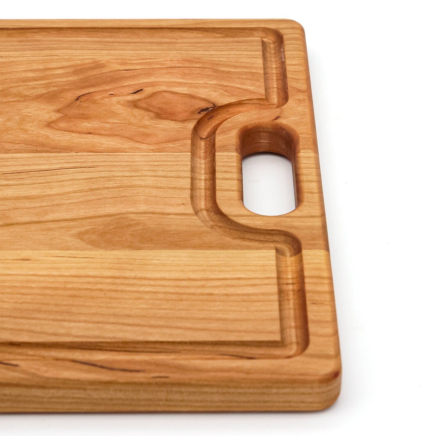 Large Cherry Wood Cutting Board With Juice Groove and Handles 18 x 12 Inches, Cherry Charcuterie Board, Cherry Cheese Board, 100% USA Made
