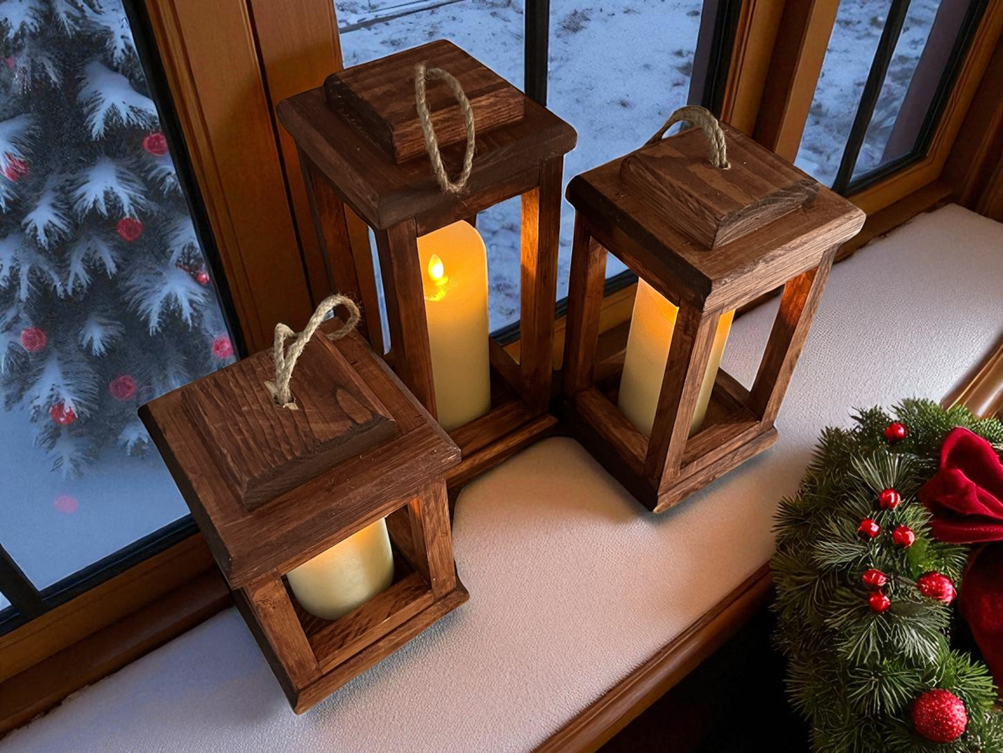 Single Rustic Wooden Candle Lantern | Farmhouse Decor | Indoor Lantern | Outdoor Lantern | Plant Holder |Candle Holder | Bird Feeder | Centerpieces (Copy)