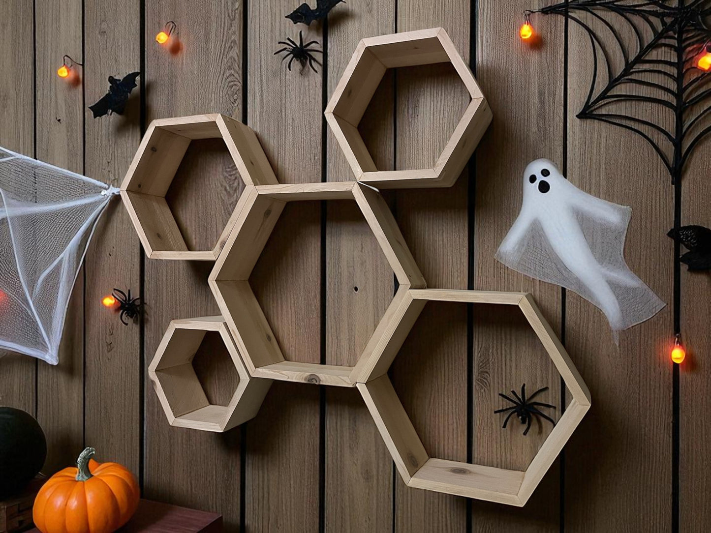 Set of 5 Hexagon Shelves | Hexagon Shelves Honeycomb | Geometric Wall Decor | Plant Shelf