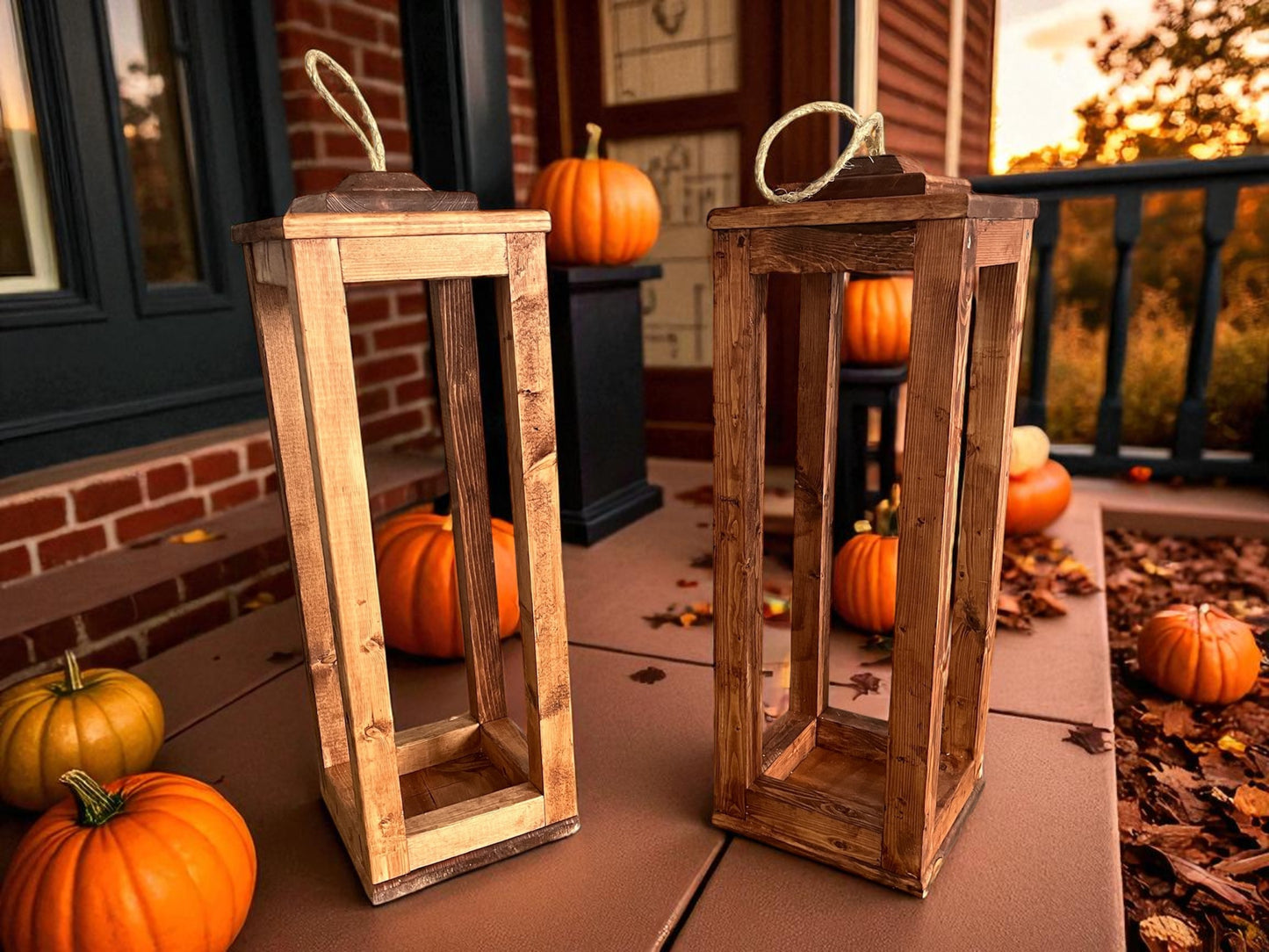 2 Foot Rustic Wooden Lantern | Extra Large Farmhouse Style Lantern | Premium Garden Decor | Handcrafted Patio/Porch Decor | Indoor/Outdoor