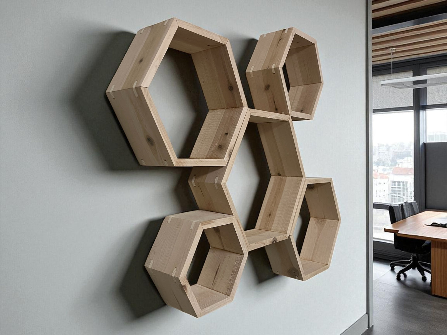 Set of 5 Hexagon Shelves | Hexagon Shelves Honeycomb | Geometric Wall Decor | Plant Shelf