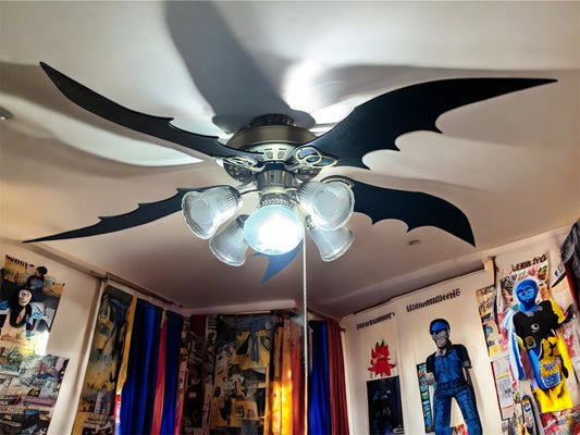 Bat Wing Ceiling Fan Blade Set | Batman Room Decor | Boys Bedroom Fan | Custom Comic Book Fan Light Fixture | Superhero Themed