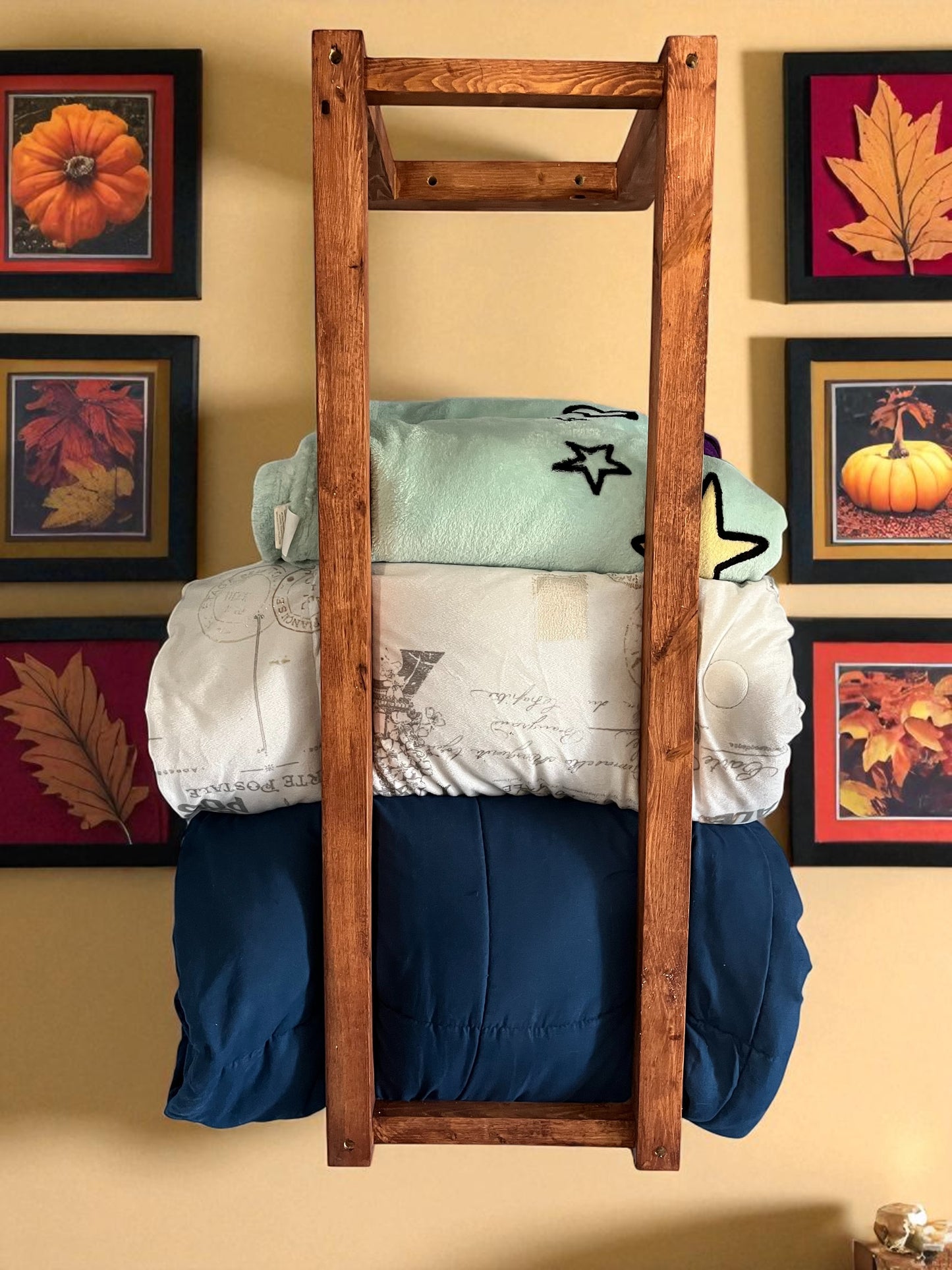 Blanket rack | Blanket Storage | Shelf/Towel Storage | Farmhouse Rustic Decor | Blanket Ladder